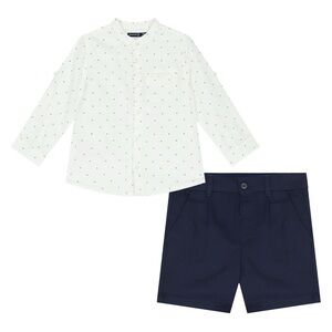 Size 24 months Mayoral White Shirt with Navy Shorts Two-Piece Set